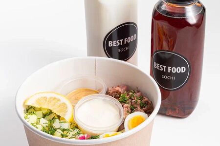 Окрошка с говядиной и кефиром