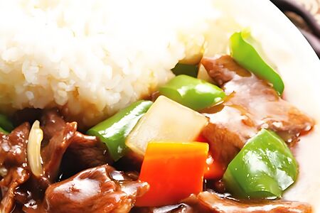 E1 Рис с говядиной в устричном соусе