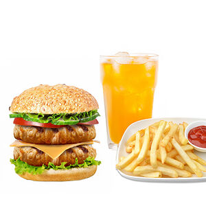 Двойной Чикен бургер меню (фри + напиток на выбор 0,5)