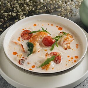 Сливочный суп с креветками в корейском стиле 