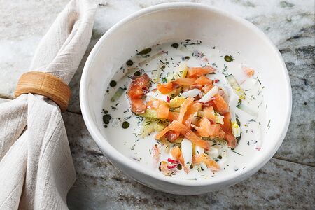 Окрошка с семгой