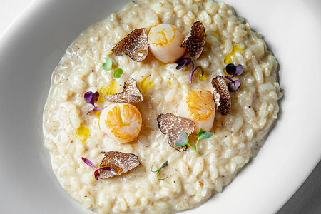 Ризотто с сахалинским гребешком и трюфелем