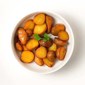 Жареный молодой картофель с хмели-сунели и кинзой