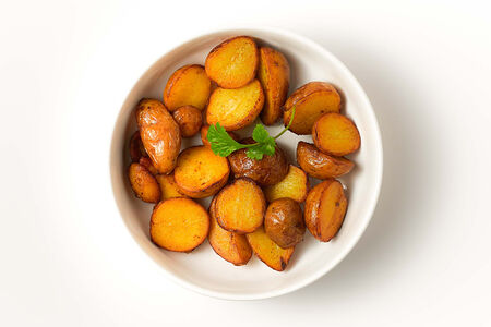 Жареный молодой картофель с хмели-сунели и кинзой