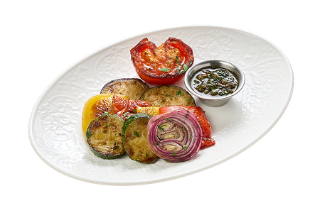 Печеные овощи с соусом чимичурри