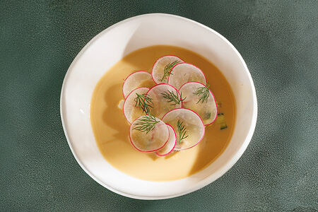 Окрошка с телячьим языком на квасе 