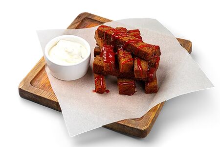 Гренки в мед-горч соусе