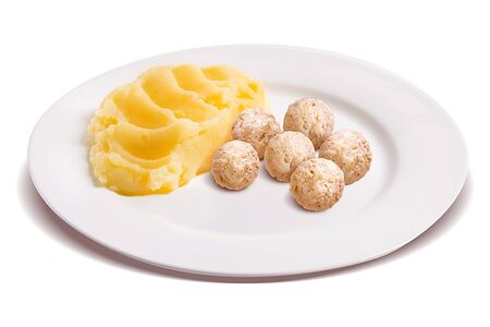 Картофельное пюре с 6 фрикадельками 