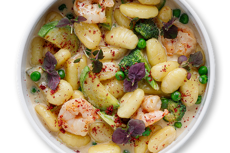 Ньокки с креветками и кабачками