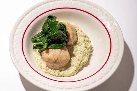 Котлета из щуки с базиликовым ризотто