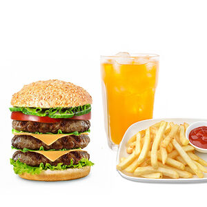 Монстр чизбургер меню (фри + напиток на выбор 0,5)