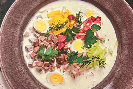 Овощная окрошка на квасе/кефире