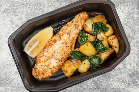 Семга под горчичным соусом с картофелем