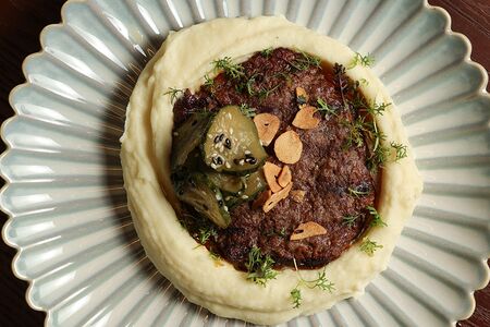 Котлета мраморная, картофельное пюре