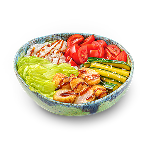 Донбури с креветкой темпура под соусом унаги