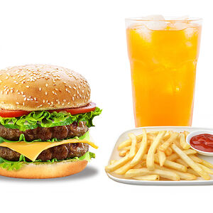 Double Биф чизбургер + фри + напиток на выбор 0,5