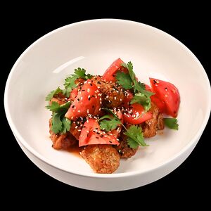 Теплый салат с шампиньонами