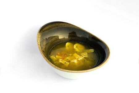 Куриный суп-лапша с перепелиным яйцом