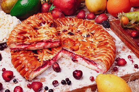 Пирог Вишня-творог 