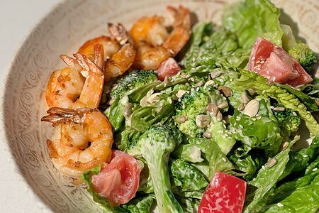 Романо с креветками и брокколи