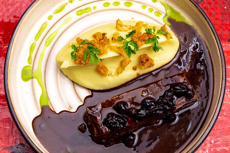 Ребро кальби, шоколад и пюре