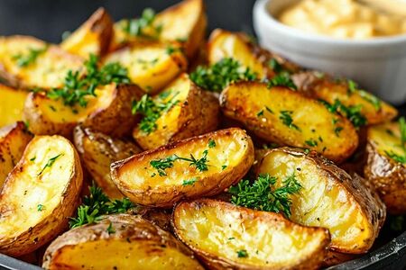 Картофель по-деревенски с сыром и беконом