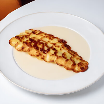 Сибас, соус велюте и мини-картофель