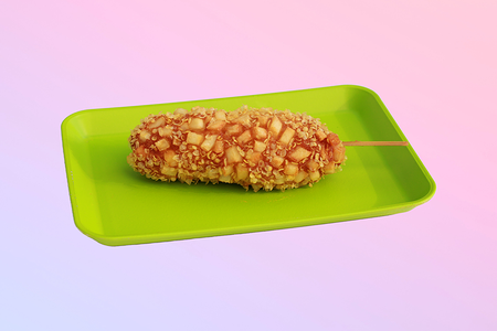 Корейский корндог с куриной колбаской и сыром Моцарелла