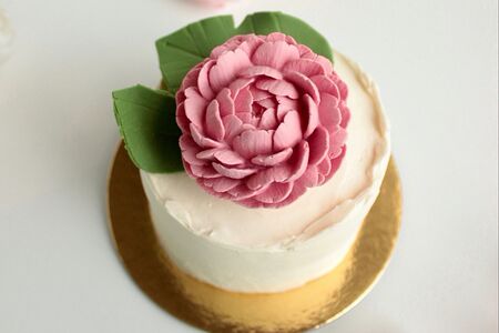 Бенто-торт Премиум с шоколадным пионом и листьями