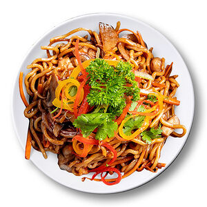 Яки соба с курицей