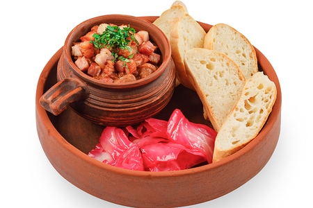 Лобио с беконом и капустой по-гурийски