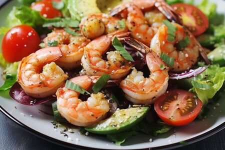 Салат с креветками и авокадо 