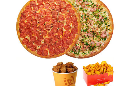 Комбо 2 пиццы гранд, острые крылья, картофель по-деревенски