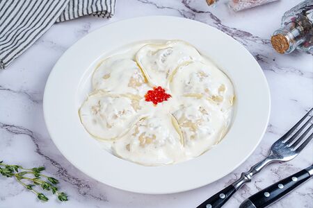 Равиоли с лососем в сливочном креме