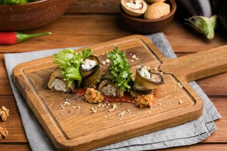 Рулада из баклажан с солёным творогом