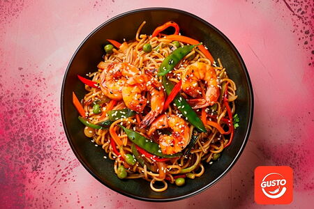 Wok с креветками