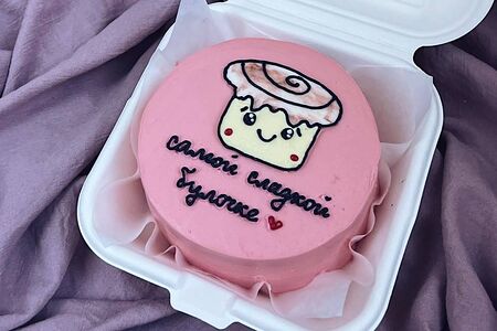 Бенто-торт розовый №6 Красный бархат с клубникой Ты моя булочка