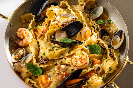 Мафальдини с морепродуктами