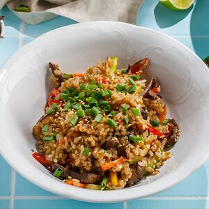 Рис с говядиной и овощами