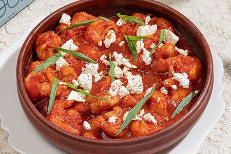 Креветки саганаки