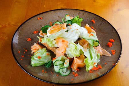 Бельгийские вафли с лососем