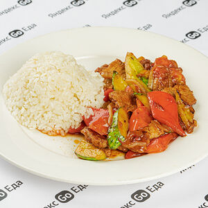 Мясо по-китайски с рисом