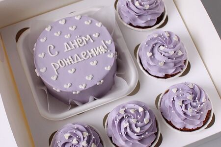 Набор С днём рождения с сердечками лиловый