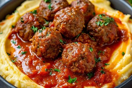 Картофель с фрикадельками 