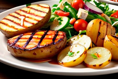 Картошка с салом на мангале