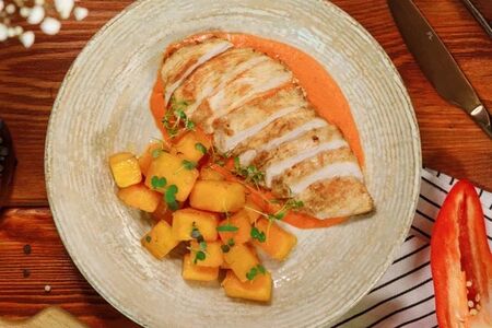 Стейк из индейки с медовой тыквой