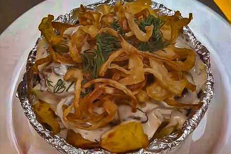 Картофель запеченный с грибным жюльеном