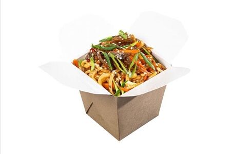 Удон с лососем в сливочном соусе