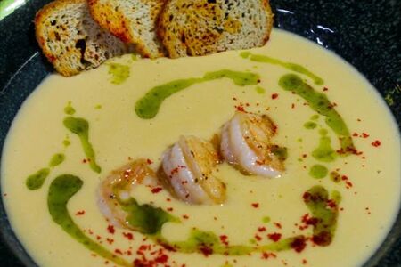 Сырный крем-суп с креветками 