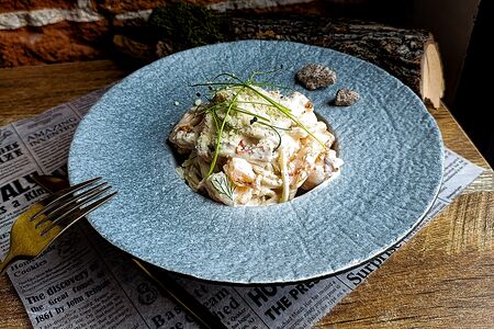 Спагетти с креветками в сливочном соусе